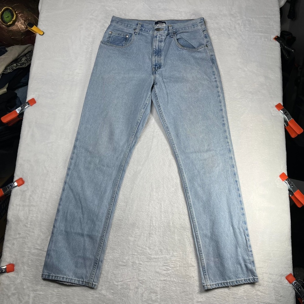 Basic Editions Jeans Men's Blue Wash Denim Classic Straight Zip‎ Fly - 32X33.5